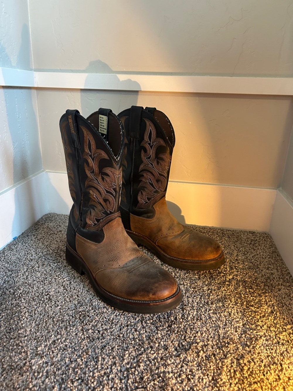 Justin Boots Brown and Black Men's Cowboy Work Boots